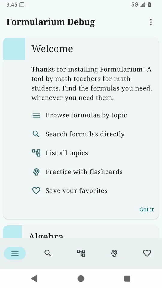 Formularium home screen